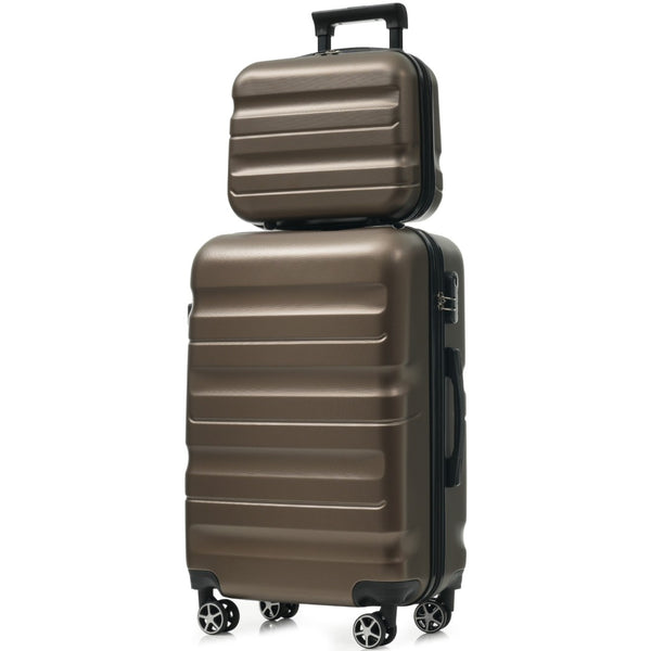 English Elm 6-piece Abs Hardshell Suitcase Set with Spinner Wheels Nested Storage Travel Ready Brown N730P262652G