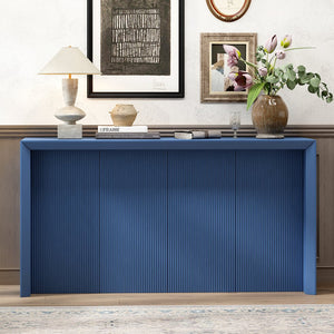English Elm U_STYLE Acacia Wood Veneer Entryway Table with Wavy Design — Slim 67"x20" Hallway Console, 220 lb Capacity Navy Blue N711P225790V