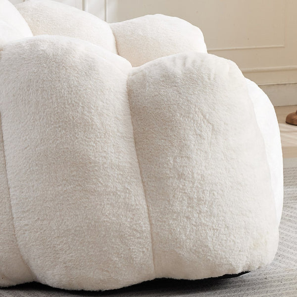 English Elm Lotus memory foam bean bag sofa with pull ring — anti-fouling faux fur, non-slip base, cozy support White W2311P357139