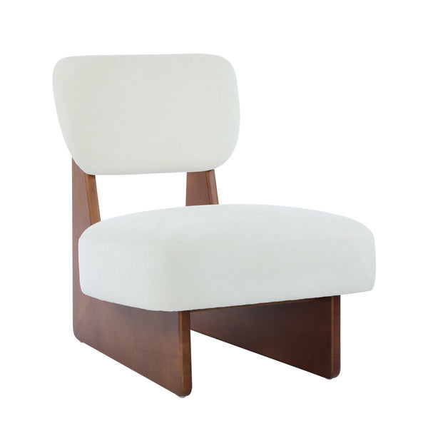 English Elm Christopher Knight Home® - [Set of 2] Modern Lounge Chair with Polyester Upholstery and Solid Wood Base — Minimalist Comfort for Home Walnut,White N767P241702W