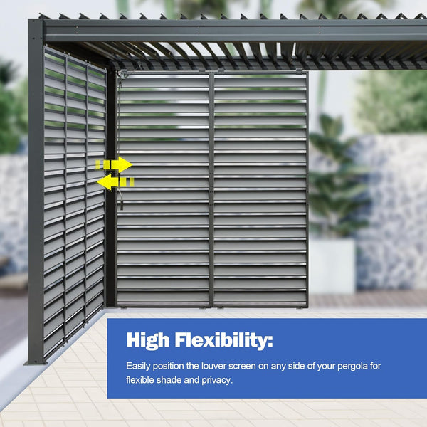 English Elm Outdoor Louvered Pergola Accessories Aluminum Screens for Durable Weather-Resistant Shading & Privacy Gray W1859P321934