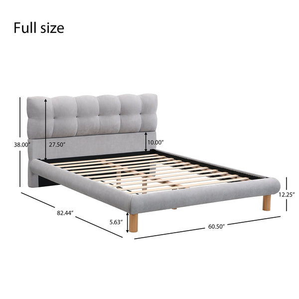 English Elm Christopher Knight Home® - Full Upholstered Chenille Platform Bed with Cookie Headboard, Grey, 12 Slats & Rubber Wood Feet N769P228493F