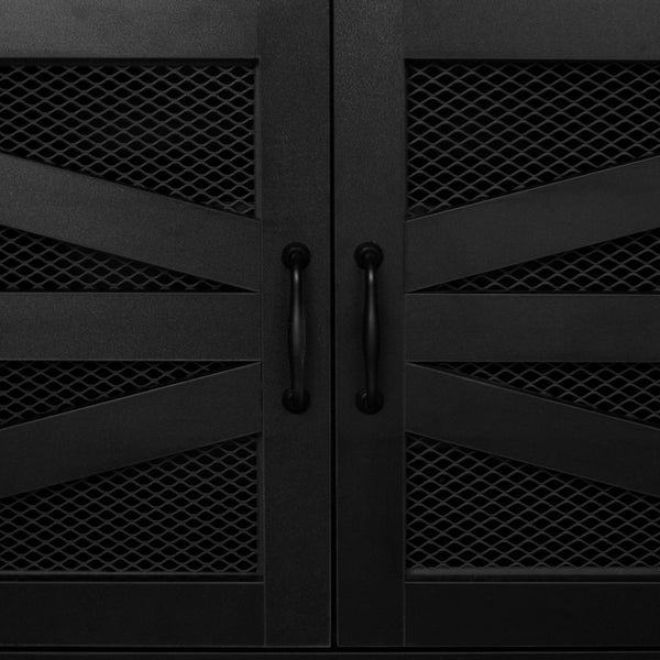 English Elm U-Can Entryway Bench with Coat Rack and Shoe Cabinet, 7 Hooks, Adjustable Shelves, Sturdy MDF Black N724P264668B