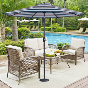English Elm 9 Ft Striped Outdoor Patio Umbrella with Crank Tilt Aluminum Pole Uv Protection B082P454949