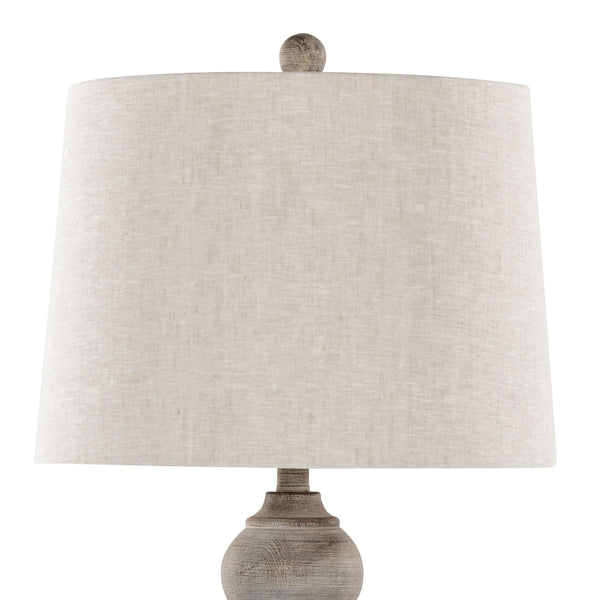 English Elm Winston 32" Farmhouse Table Lamp Set of 2 in Reclaimed Grey Polyresin with Oat Linen Shades, 3-Way B202P224059