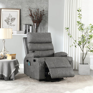 English Elm 21"seat Large Electric Power Lift Recliner Chair with 8-Point Vibration Massage, Lumbar Heat, Remote Control Gray 29.52 L x 26.77 W x 20.47 H W2297P264019