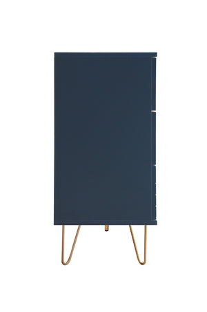 English Elm Modern 6 Drawer Dresser with Gold Metal Handles, Anti-Tip Design, Smooth Slide Drawers for Bedroom Dark Blue W688P170447