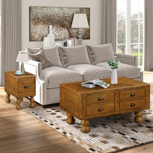 English Elm Solid Wood End Table - Vintage-Style Narrow Nightstand With Drawer For Small Spaces, Easy Assembly! W1202P176736-GIGA