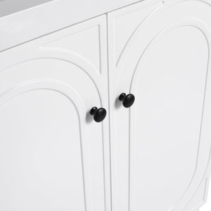English Elm 30" Modern Freestanding Bathroom Vanity with Integrated Basin, Adjustable Shelf & 3 Metal Handles White W999P241065