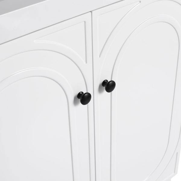 English Elm 30" Modern Freestanding Bathroom Vanity with Integrated Basin, Adjustable Shelf & 3 Metal Handles White W999P241065