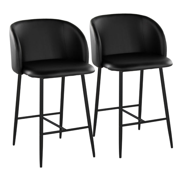 English Elm Fixed-height Counter Stools Industrial Black Metal Pu Upholstered Seat Kitchen Set B202S01826