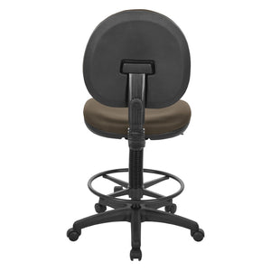 OSP Home Furnishings Sculptured Ergonomic Drafting Chair with Lumbar Support Padded Seat and Adjustable Footring Java DC550-R102