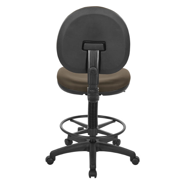 OSP Home Furnishings Sculptured Ergonomic Drafting Chair with Lumbar Support Padded Seat and Adjustable Footring Java DC550-R102