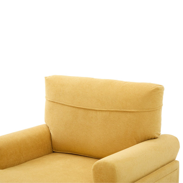 English Elm Modern Chenille Recliner Chaise Lounge Sofa Chair with High-Resilience Foam, Wide Seat, 550lb Capacity Mustard yellow W395P371336