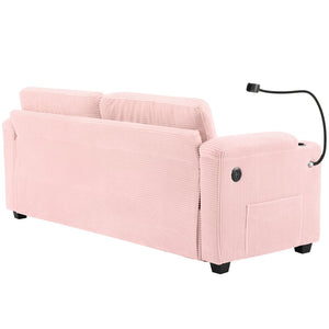 English Elm 72.8" Corduroy Convertible Loveseat with Full Bed Usb Charging and Storage Pockets N719P208880P
