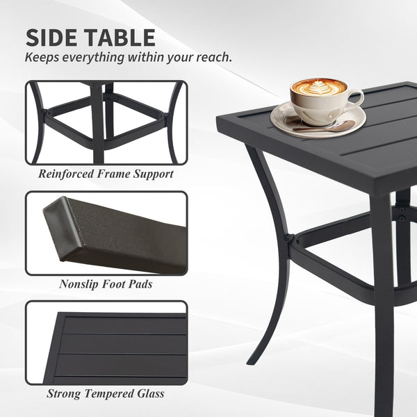 English Elm 2-person Weatherproof Outdoor Bistro Rocking Set with Table, Rust-Proof Metal, Removable Cushions Red W1859P359813