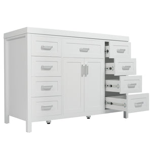 English Elm Christopher Knight Home® - 48" Bathroom Vanity with Sink Combo | 2 Doors 8 Soft-Close Drawers, Resin Top, Pine Legs White N759S337621K