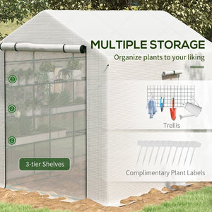 English Elm Outsunny Walk-in Garden Greenhouse Steel Frame Uv Cover 18 Shelf Ventilated Growing Space W2225P229466
