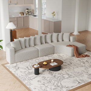 English Elm 131.1-inch Chenille Cloud Sectional Curved Modular Sofa with Memory Foam and 10 Pillows W3505S00011
