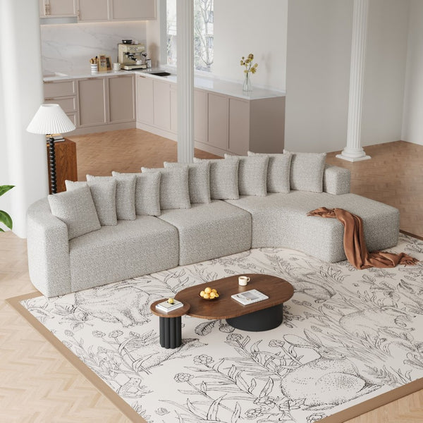 English Elm 131.1-inch Chenille Cloud Sectional Curved Modular Sofa with Memory Foam and 10 Pillows W3505S00011