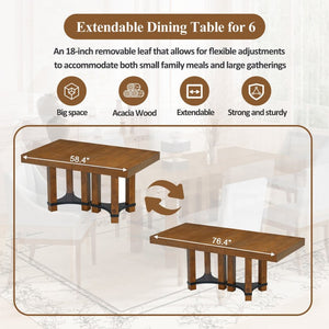 English Elm Topmax Rustic Acacia Extendable Dining Set Seats Eight with Upholstered Chairs SP000064AAD