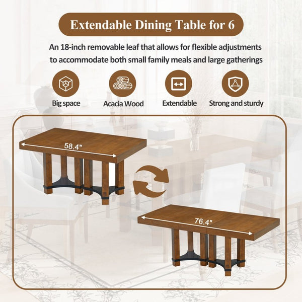 English Elm Topmax Rustic Acacia Extendable Dining Set Seats Eight with Upholstered Chairs SP000064AAD