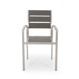 Christopher Knight Home® - Noble House - Cape Coral Outdoor Modern Aluminum Dining Chair With Faux Wood Seat - Set Of 2