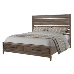 English Elm Montrose Queen Storage Bed with Usb Ports Poplar Wood Slatted Headboard Modern B108S00049