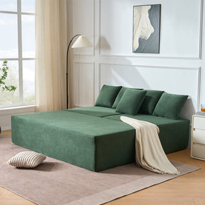 English Elm 106" Modular Sectional Sofa with Deep Seat Velvet Upholstery, Boneless L Shaped Chaise, 5 Pillows, No Assembly Required Green W3163S00044