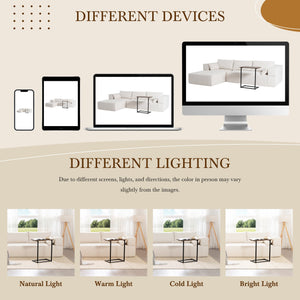 English Elm 112"Modular Sectional Sofa with Free Side Table and Pillows, Wrinkle-Resistant Boucle, No Assembly Required Beige N723S9670A