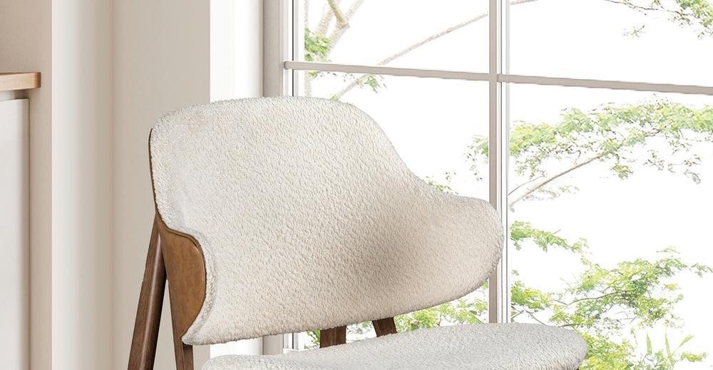 English Elm Modern Mid-Century Accent Chair Walnut Frame Beige Upholstery, Wingback Comfort for Living Room B2741P340577