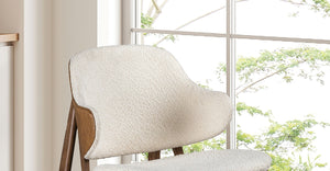 English Elm Modern Mid-Century Accent Chair Walnut Frame Beige Upholstery, Wingback Comfort for Living Room B2741P340577