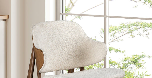 English Elm Modern Mid-Century Accent Chair Walnut Frame Beige Upholstery, Wingback Comfort for Living Room B2741P340577