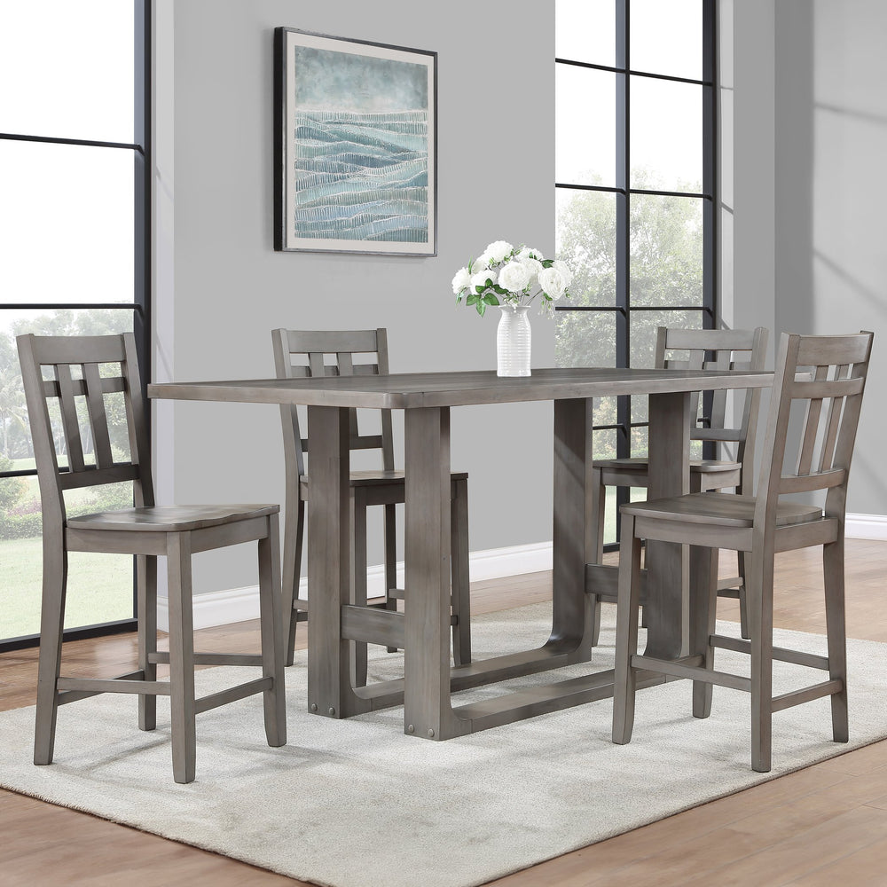 English Elm Steve Silver - Toscana 5-Piece Dark Gray Dining Set with Kiln-Dried Wood, 24" Counter Height Chairs, Scratch-Resistant Pads B081S00206