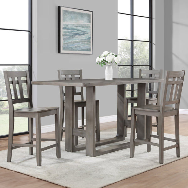 English Elm Steve Silver - Toscana 5-Piece Dark Gray Dining Set with Kiln-Dried Wood, 24" Counter Height Chairs, Scratch-Resistant Pads B081S00206