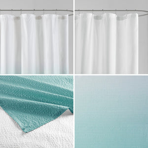 JLA Home Madison Park - Ombre Seersucker Shower Curtain with Embossed Texture for Spa-Like Gradient, Machine Washable Aqua MP70-8448