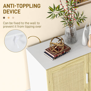 English Elm Homcom Boho Sideboard Buffet Cabinet With Rattan Doors, Adjustable Shelves, And Elevated Base Storage W2225P217721