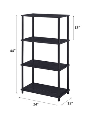 English Elm Nypho Industrial Black Finish Bookshelf – 4-Tier Metal & Composite Wood Bookcase, KD, Powder-Coated Durable Design B2726P282404