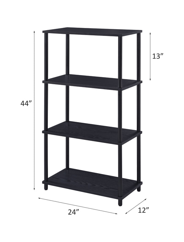 English Elm Nypho Industrial Black Finish Bookshelf – 4-Tier Metal & Composite Wood Bookcase, KD, Powder-Coated Durable Design B2726P282404