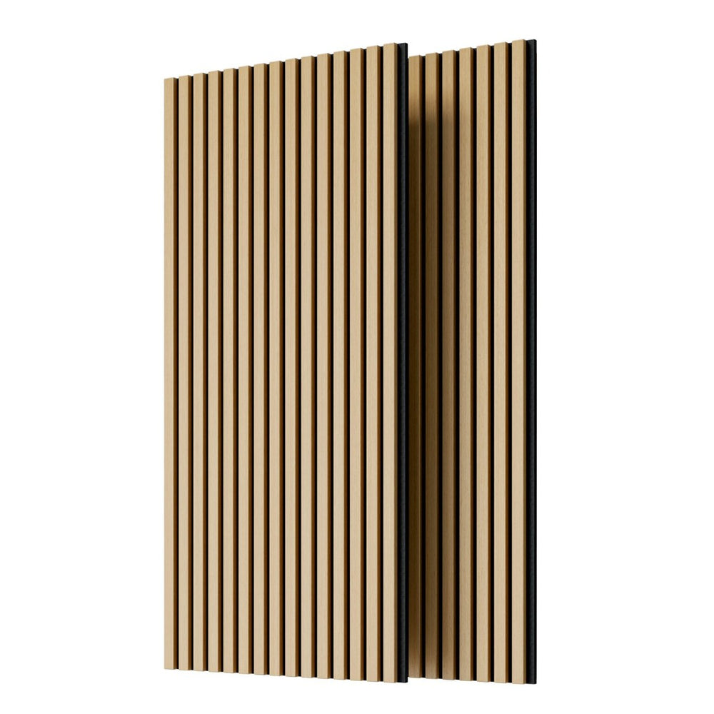English Elm Wood Slat Acoustic Wall Panels Set of 4 Fluted Mdf for Living Room or Studio White+Oak W347P317956