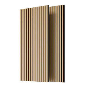 English Elm Wood Slat Acoustic Wall Panels Set of 4 Fluted Mdf for Living Room or Studio White+Oak W347P317956