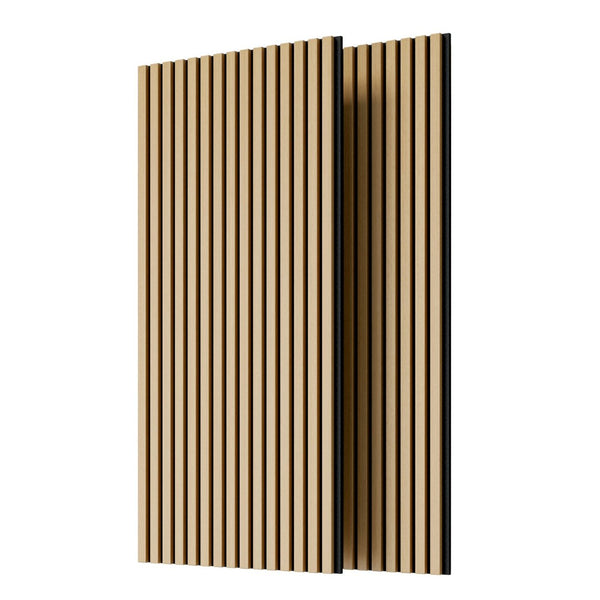 English Elm Wood Slat Acoustic Wall Panels Set of 4 Fluted Mdf for Living Room or Studio White+Oak W347P317956