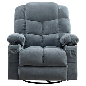 English Elm Oversized Swivel Recliner with Massage Heating Linen Upholstery and Usb Port W1521P411667