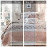 Madison Park Dawn Cottage/Country 6 Piece Cotton Percale Quilt Set with Throw Pillows MP13-6872 Blush