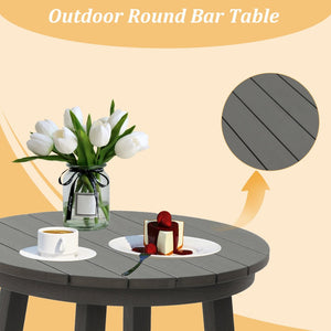 English Elm Patio Square Bar Table Weather Resistant Hips Wood Grain Finish for Deck or Pool T3609P482829