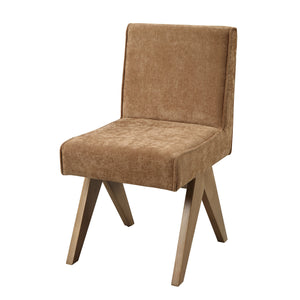 English Elm Zoey Plush Chenille Side Chair with Oak Veneer Frame, Padded Seat & Back for Comfortable Dining Chocolate 34.25 L x 27.56 W x 21.85 H B2726P402037