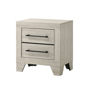 English Elm Light Gray Contemporary Nightstand Solid Rubberwood Dovetail Drawer Bedroom Storage B2741P431082