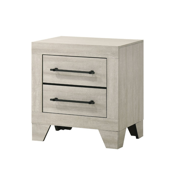 English Elm Light Gray Contemporary Nightstand Solid Rubberwood Dovetail Drawer Bedroom Storage B2741P431082