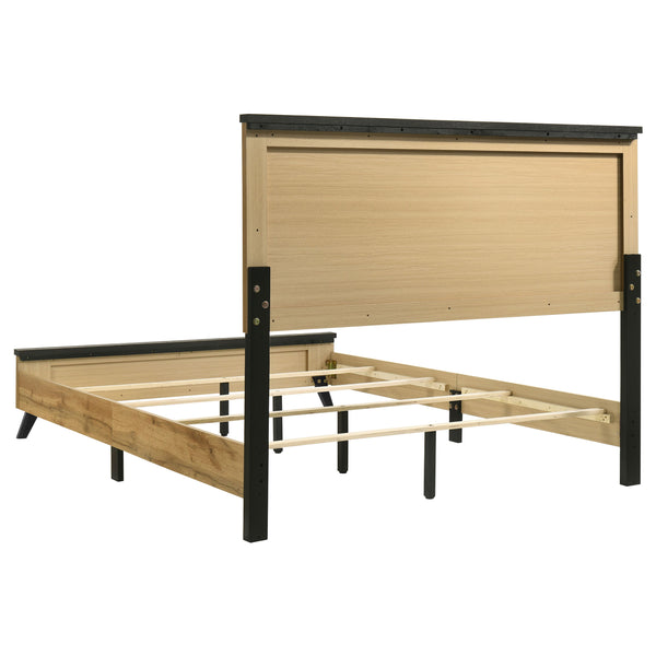 English Elm Fraser Weathered Brown Natural Pine Queen Panel Bed with Rectangular Headboard Rustic Farmhouse Charm B062P378460