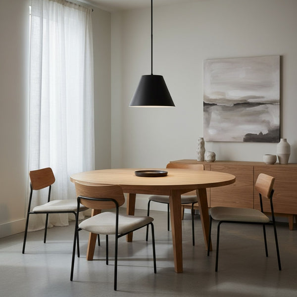 English Elm 16 Inch Sculptural Matte Pendant Light with Etched Glass Diffuser for Kitchen or Dining Black B370P403644